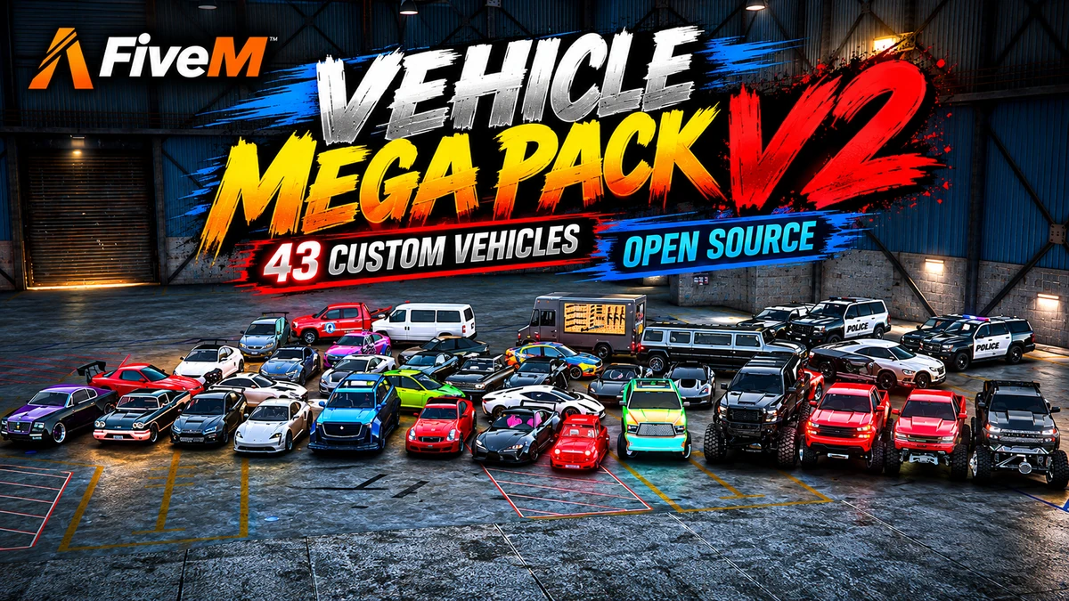 FiveM Vehicle Mega Pack V2 | 43 Custom Vehicles | FiveM Mod Store
